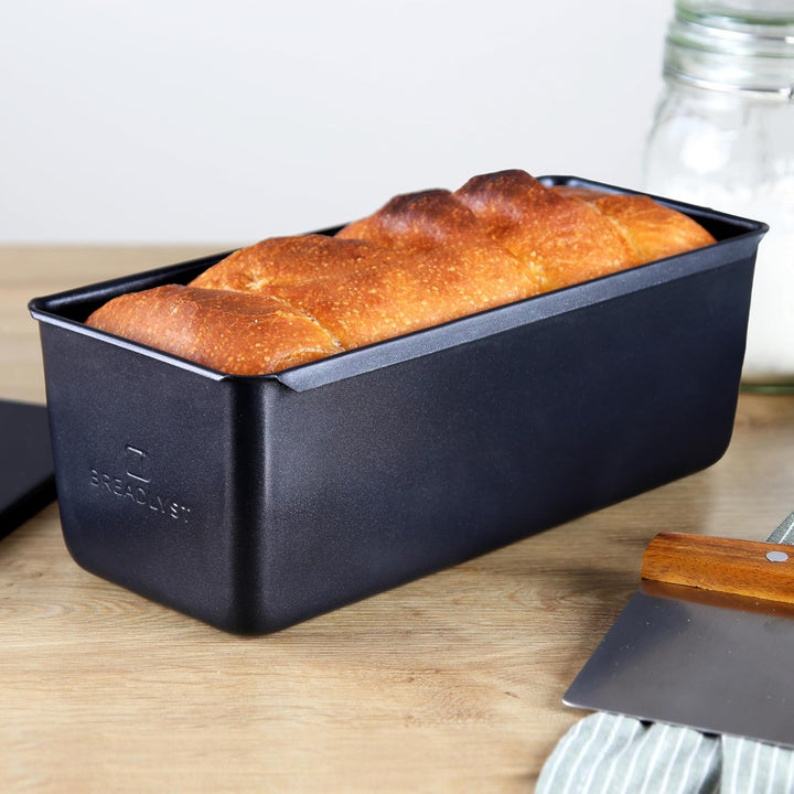 Premium Brotbackform mit Deckel – Extra hohe Kastenform, Toastbrot-Backform aus Kohlenstoffstahl mit