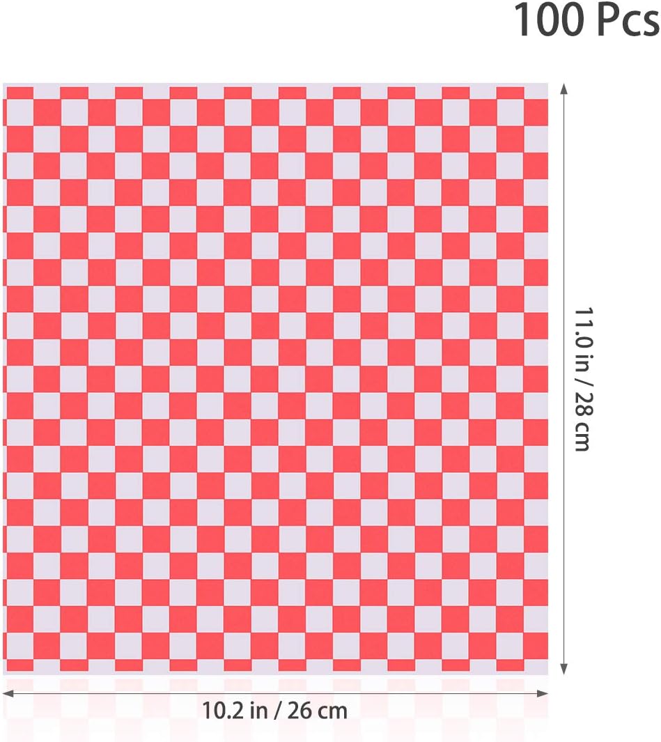 OUNONA 100?Sheets Checkered Deli Basket Liner Geschenkpapierbogen Lebensmittel. unempfindlich Fett B