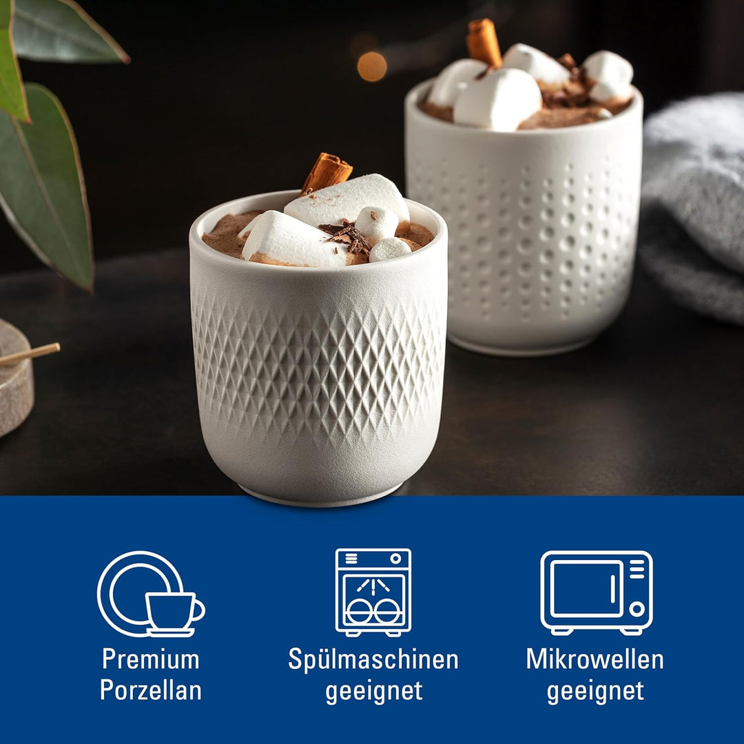Villeroy & Boch – Manufacture Collier blanc Becher Set 2 teilig, Premium Porzellan Becher Set 2tlg W