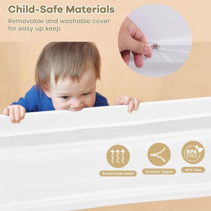 LIFEZEAL Sicherheitsgitter für Kinder, Bettgitter Baby 120 x 42 cm, Tragbares Kinderbettgitter Rausf