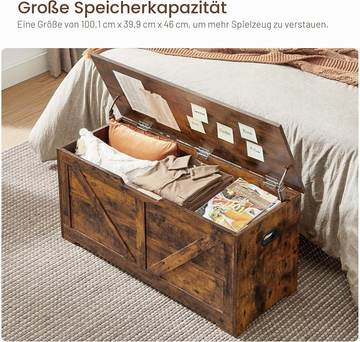 VASAGLE Schuhbank, Sitzbank mit Stauraum, Sitztruhe, 2 Sicherheitsscharniere, Aufbewahrungsschrank,