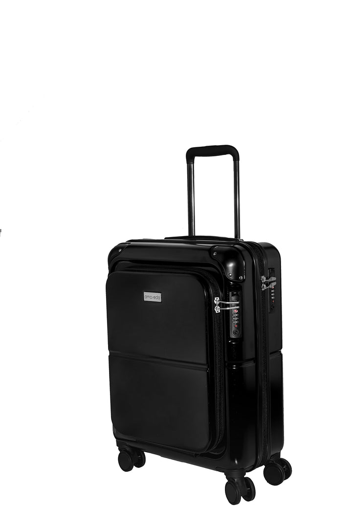 Amoveda Handgepäck Trolley Koffer mit Waage im Griff, Powerbank ,TSA, Notebookfach, 4 Rollen, Erweit