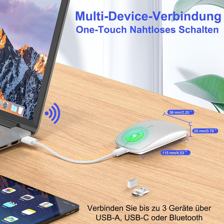 Azmall Mouse Wireless Bluetooth per MacBook Pro/Air/Mac/iPad/Laptop/Desktop/Mac/PC/Computer/telefono