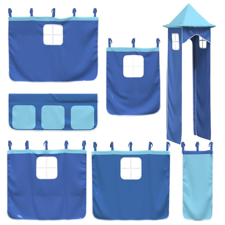 vidaXL Vorhänge für Hochbett mit Turm Blau Polyester, Blau