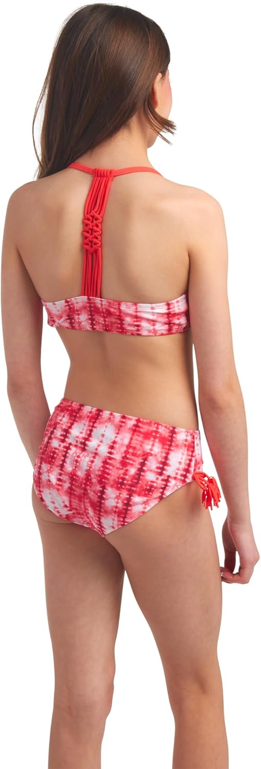 Kanu Surf Girls' Willow V-Neck Bikini Beach Sport 2-Piece Swimsuit Willow Red Tie-dye 10, 10 Willow
