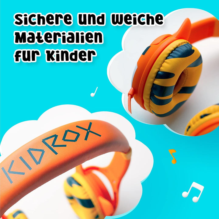 Kidrox® Kinder Kopfhörer mit Kabel (1–7 Jahre) Widerstandsfähig und Flexibel, Maximalem Lautstärkesc
