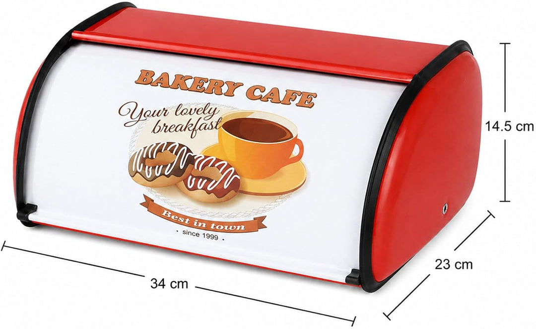 Brotkasten Edelstahl Metall mit Deckel, Brotbox Brotaufbewahrung für Küche, Bread Box Retro Design W