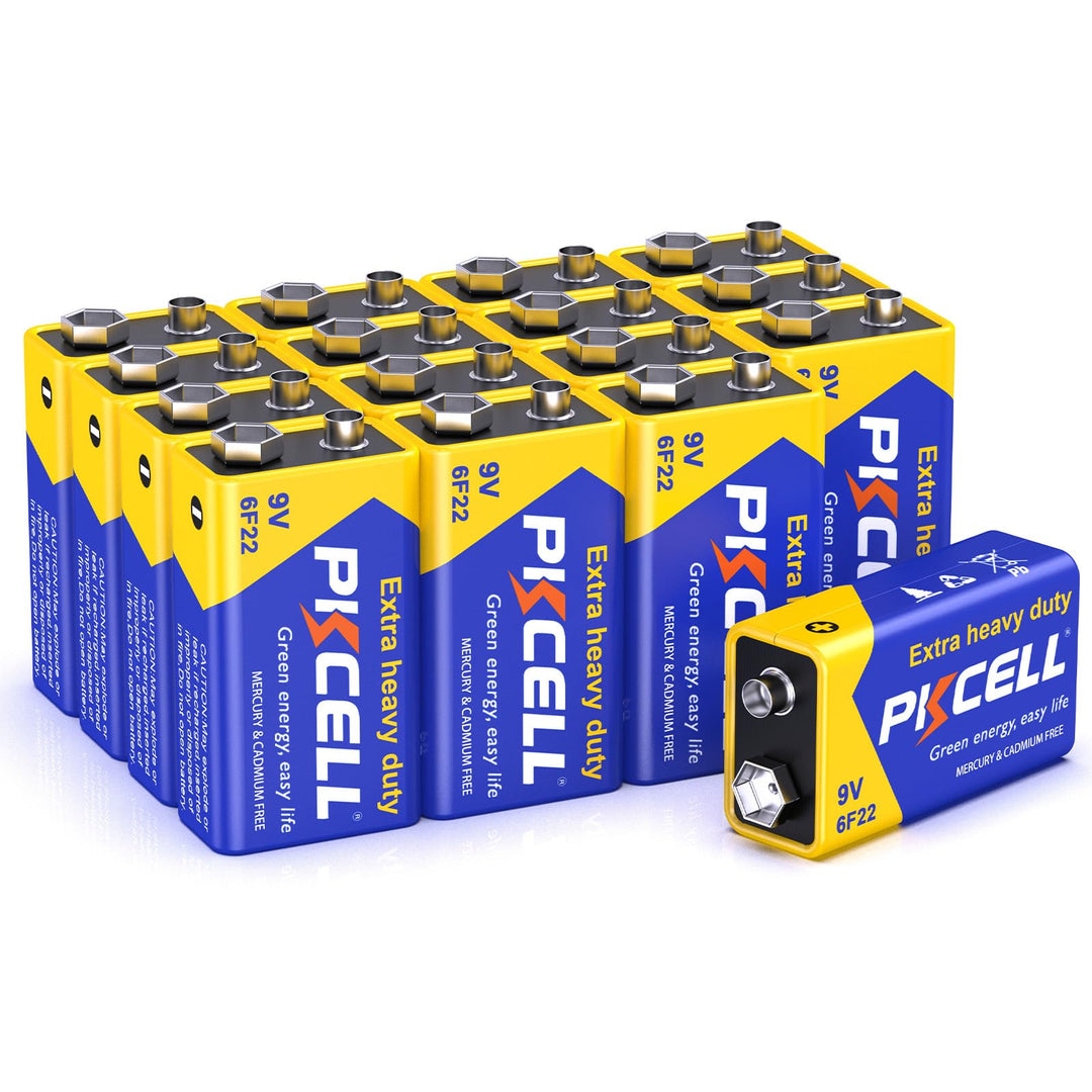 Batterie 9V 6F22 Blockbatterie Langlebig für Rauchmelder,Multimeter,20 Stück,PKCELL Packung mit 20 S