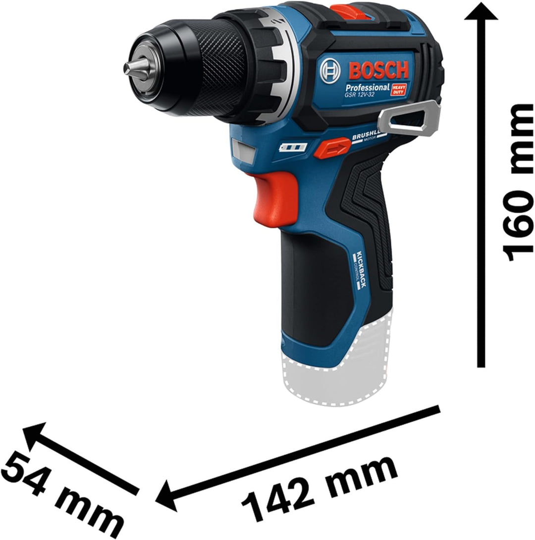 Bosch Professional 12V System Akku-Bohrschrauber GSR 12V-32 (Advanced KickBack Control, bürstenloser
