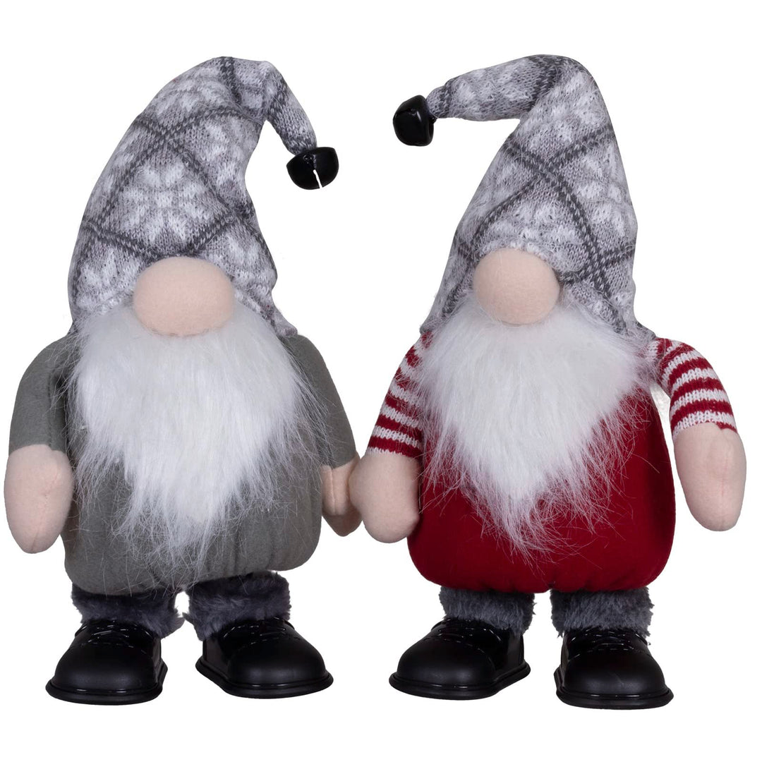 Christmas Paradise Tanzender Weihnachtswichtel 24cm(40cm) im 2er Set Gnom mit Musik & Bewegung - gra