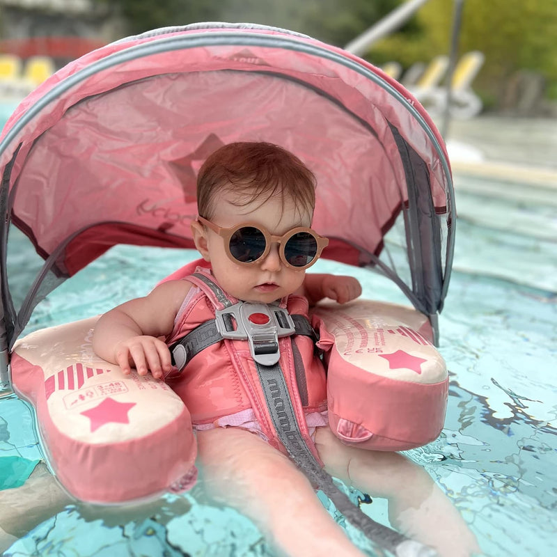 HECCEI Baby Schwimmring Mambobaby Nicht Aufblasbarer Schwimmreifen mit Sonnendach Schwanz, Weiches W