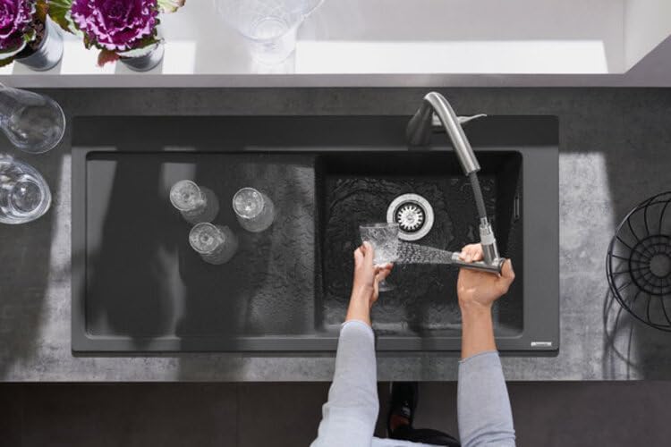 hansgrohe Metris Einhebel-Küchenarmatur (Komfort-Höhe 220 mm, mit Ausziehbrause und Schlauchbox) Ede