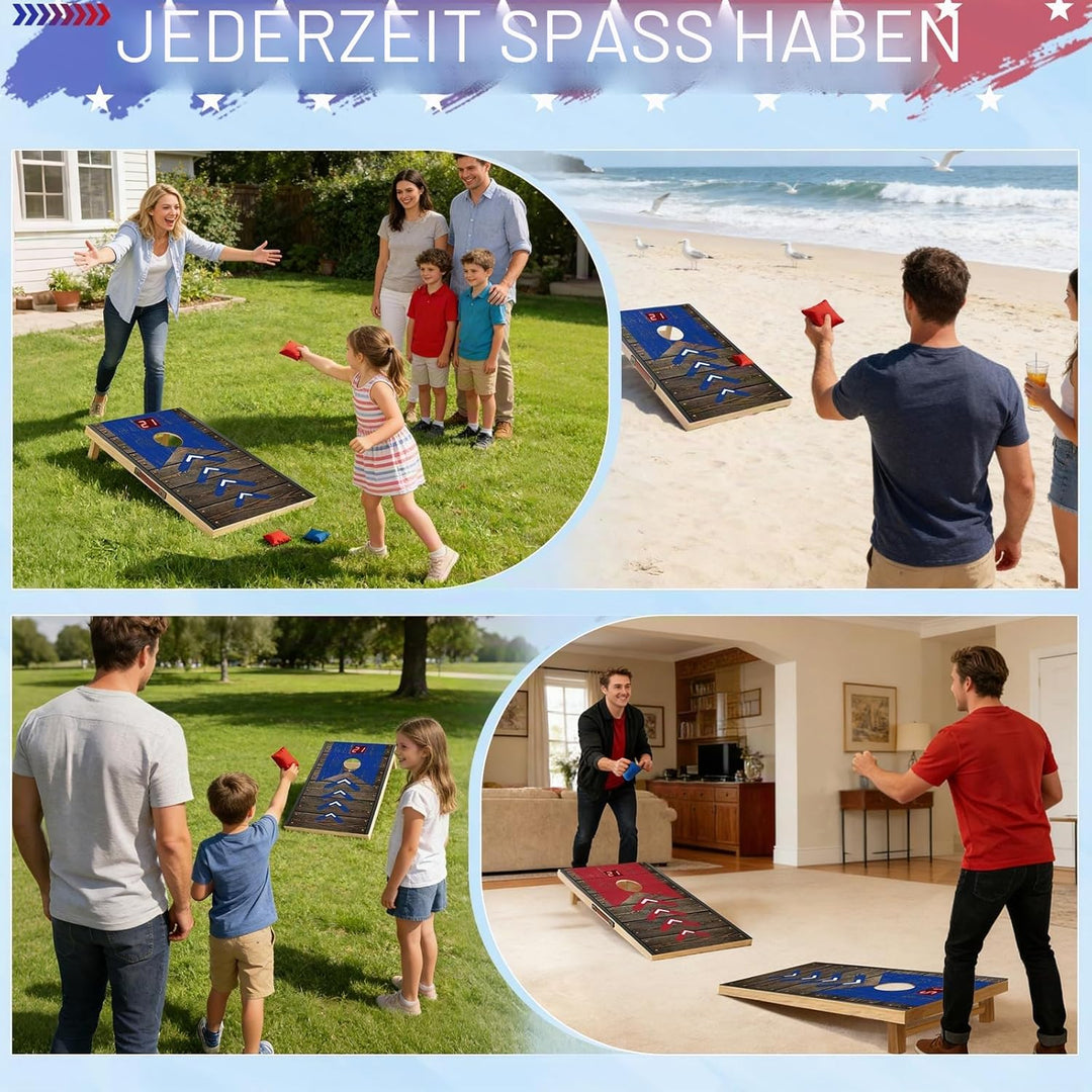 Verbessert 90 x 60 cm Faltbar Cornhole Spiel Outdoor Cornhole Säckchen mit mit Punktesystem,Bohnensä