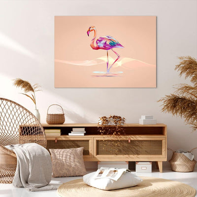 ARTTOR Bilder auf Leinwand 100x70cm Leinwandbild Flamingo Vogel Wasser Gross Wanddeko Bild Schlafzim