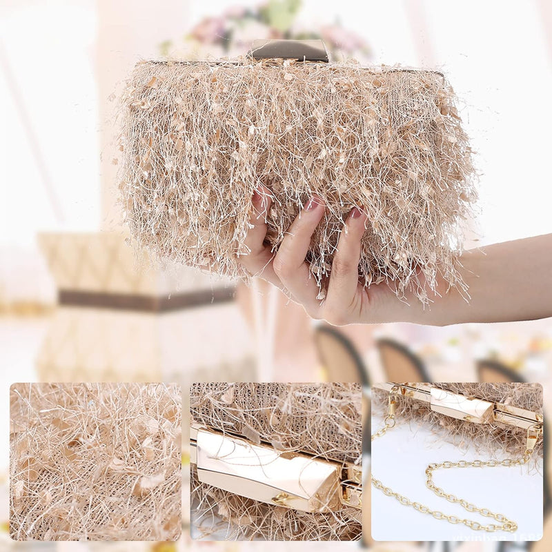 CORIOS Damen Abendtasche Kleine Clutch Abnehmbarer Kette Tasche Hochzeit Braut Handtasche Portemonna