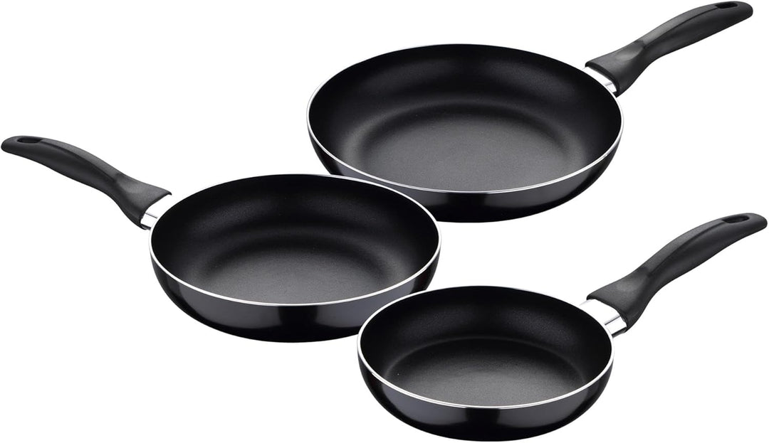 Set 3tlg. Bratpfannen (16,20,24cm) Alu gepresst, geeignet für Induktion Navy schwarz 16 x 3.5 cm, 20