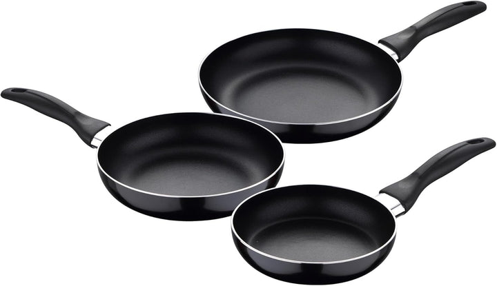Set 3tlg. Bratpfannen (16,20,24cm) Alu gepresst, geeignet für Induktion Navy schwarz 16 x 3.5 cm, 20