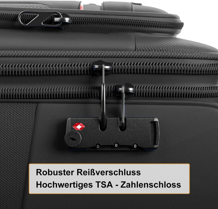 Weichschalenkoffer Set 3-teilig erweiterbar - Stoffkoffer Trolley wasserfest - Reisekoffer mit 4 Rol