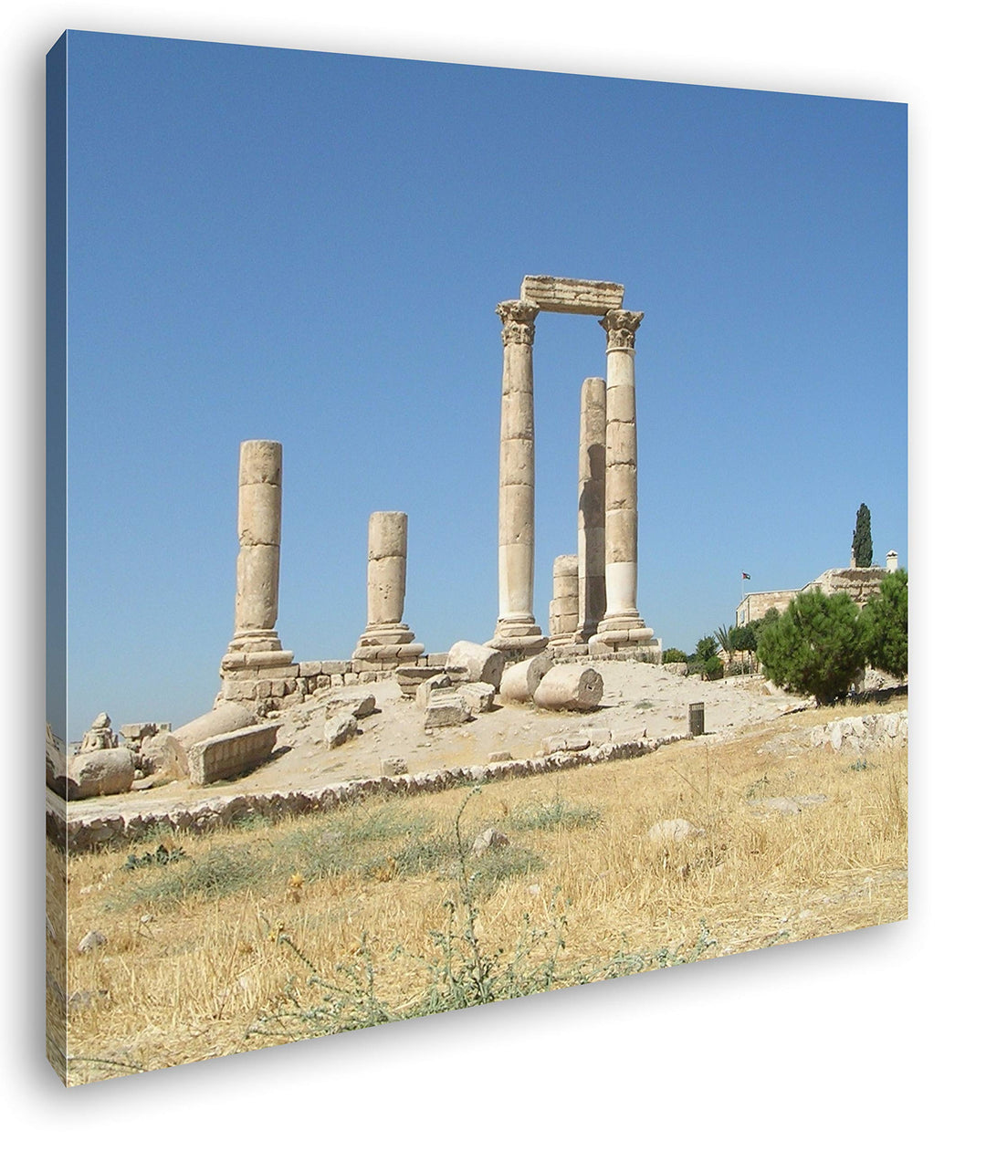 deyoli alte Ruine in Jordanien Format: 70x70 als Leinwandbild, Motiv fertig gerahmt auf Echtholzrahm