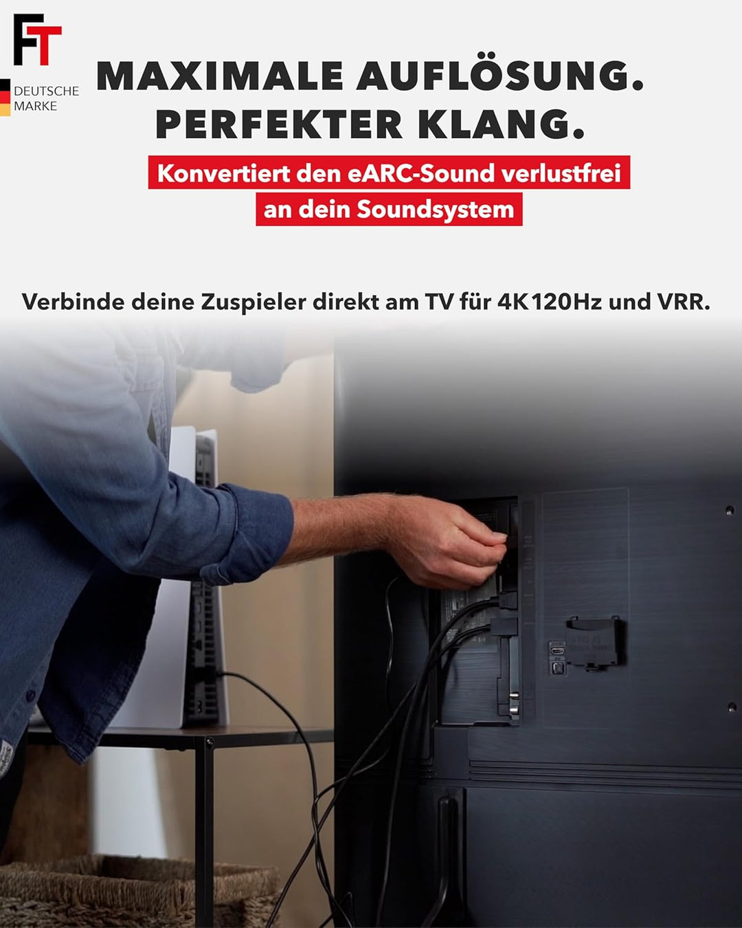 FeinTech AX110 HDMI 2.1 eARC Audio Extractor Konverter für Fernseher mit HDMI-eARC Extractor mit HDM