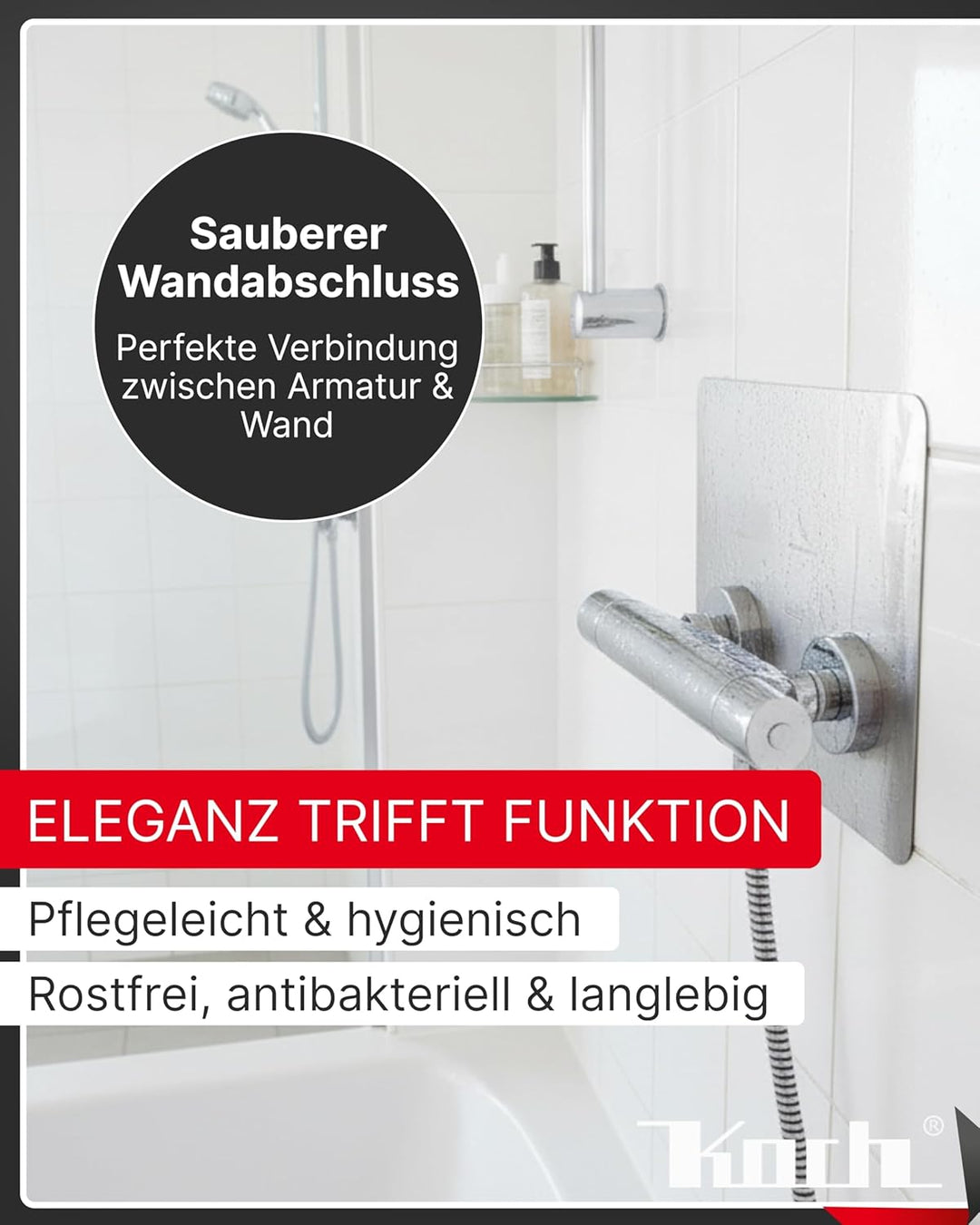 Koch #80 Hygienische Wandabdeckung Platte 30 x 20 cm für Armatur Dusche + Bad - antibakteriell, säur