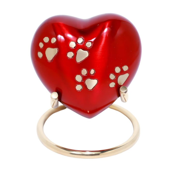 Royal Rapture Urn for Ashes Paw Heart Funeral Cremation Memorial Keepsake Pet Dog Cat |with Stand (R