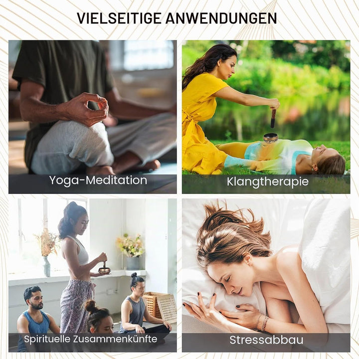Tibetische Klangschale Klein 9.5cm - 230g, Klangschalen Set Beinhaltet Deko Kissen und Klöppel für K