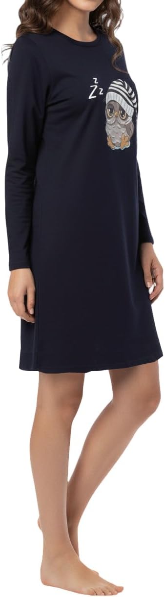 In One Clothing Mädchen Nachthemd mit langem Arm, weicher Singley Jersey aus 100% Baumwolle Dunkelba