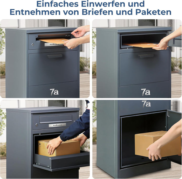Zedelmaier Paketbox Briefkasten mit grossem Paketfach, XXL Paketbriefkasten für Aussenbereich, perso
