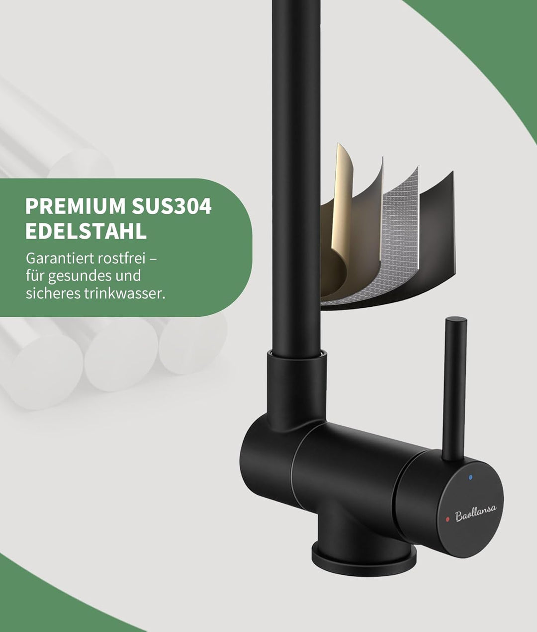 Wasserhahn Küche，vorfenster küchenarmatur klappbar，Hochdruck Kitchen Faucet 360°Drehbar Edelstahl Sp