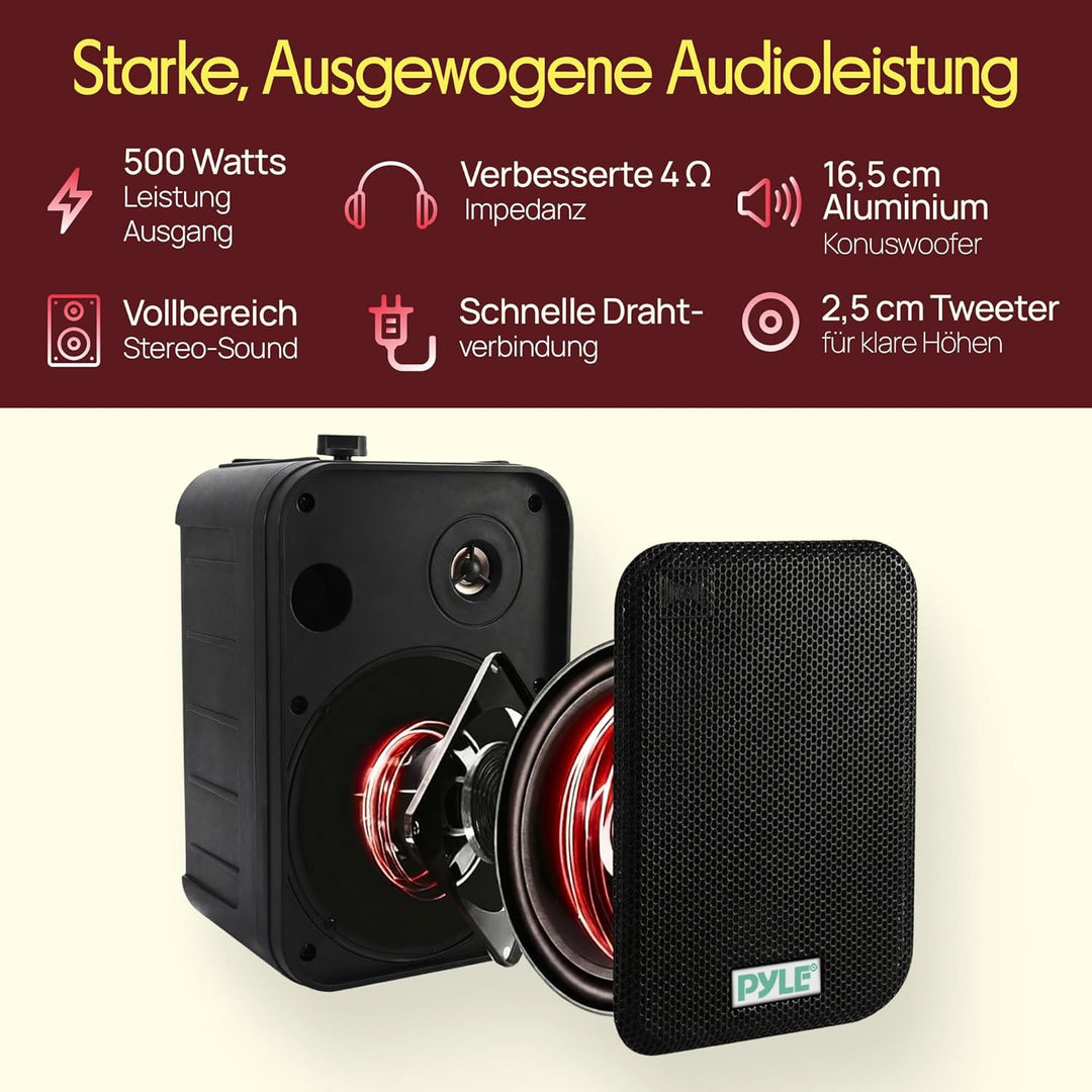 Pyle Dual Lautsprecher, Box, Musikbox, Party Boxen, Soundbox, Speaker, Wetterfeste 16,5cm Musikboxen