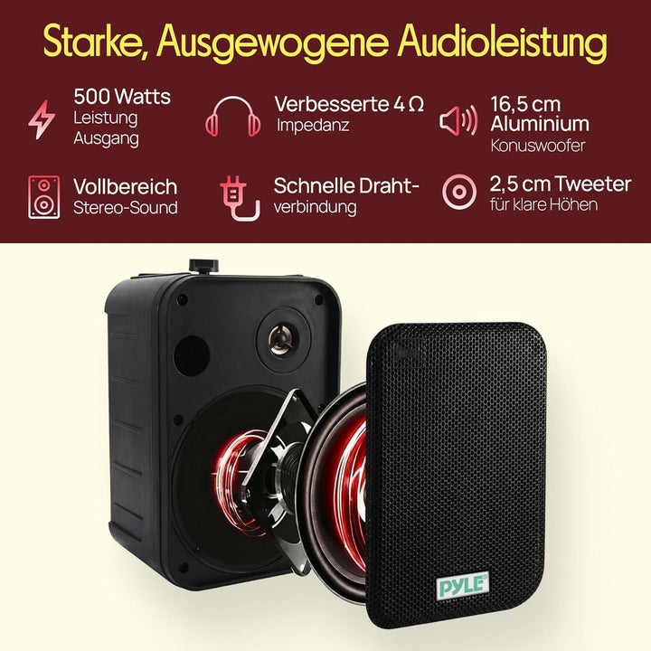 Pyle Dual Lautsprecher, Box, Musikbox, Party Boxen, Soundbox, Speaker, Wetterfeste 16,5cm Musikboxen