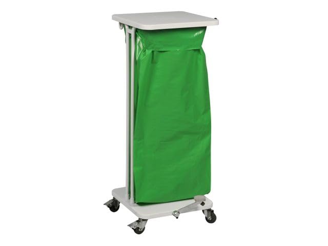 PROREGAL Abfallsackständer mit Deckel und Fusspedal | 120 Liter, HxBxT 89,2x46,5x49,7cm | Weiss, 120