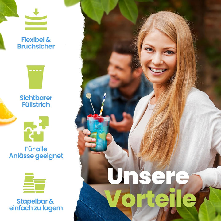 30 Cocktailbecher | Wiederverwendbare Trinkbecher 0,3L | Bruchsicher | Spülmaschinenfest | Partybech