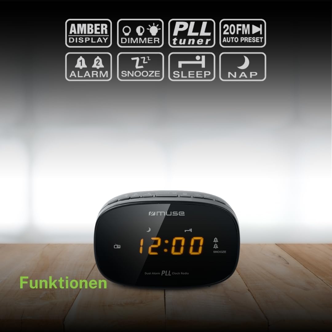 Muse M-150CR Radio Clock Schwarz, Schwarz