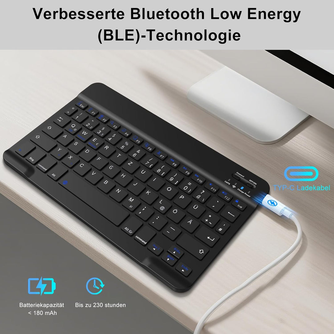 Ultradünn Deutsche Bluetooth Tastatur mit deutschem Layout QWERTZ für iPad Air/Pro/Mini/iPad 11/10.9