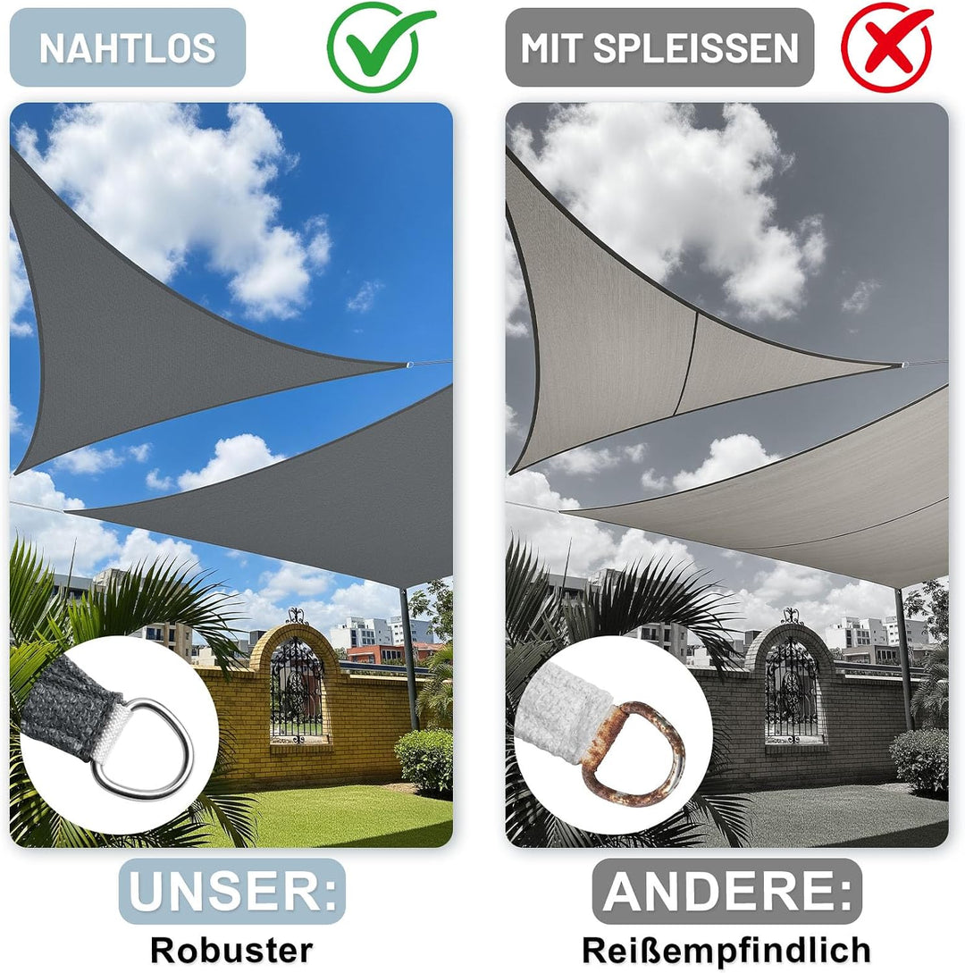 LOVE STORY Sonnensegel 2.5x2.5x3.5m Dreieckig Schattenspende für Terrasse | HDPE-Stoff Wasserdurchlä