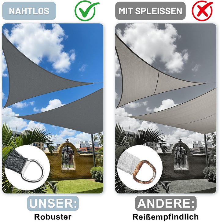 LOVE STORY Sonnensegel 2.5x2.5x3.5m Dreieckig Schattenspende für Terrasse | HDPE-Stoff Wasserdurchlä