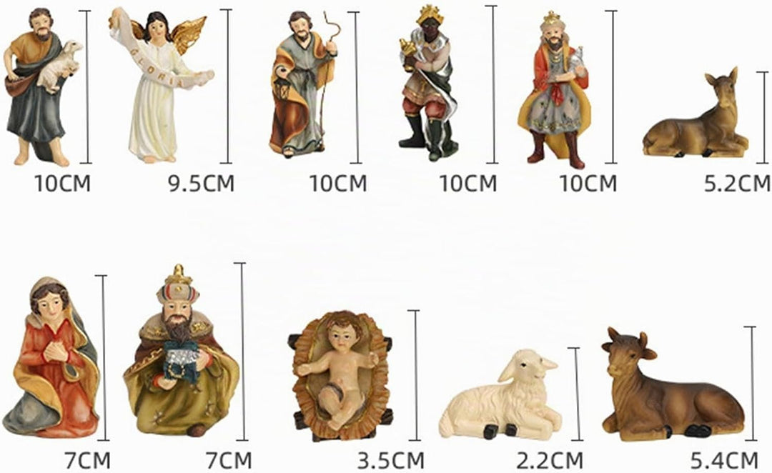 Qikam Krippenset mit 11 Figuren, Weihnachtskrippe handgefertigtes Weihnachtskrippenset Weihnachtskri