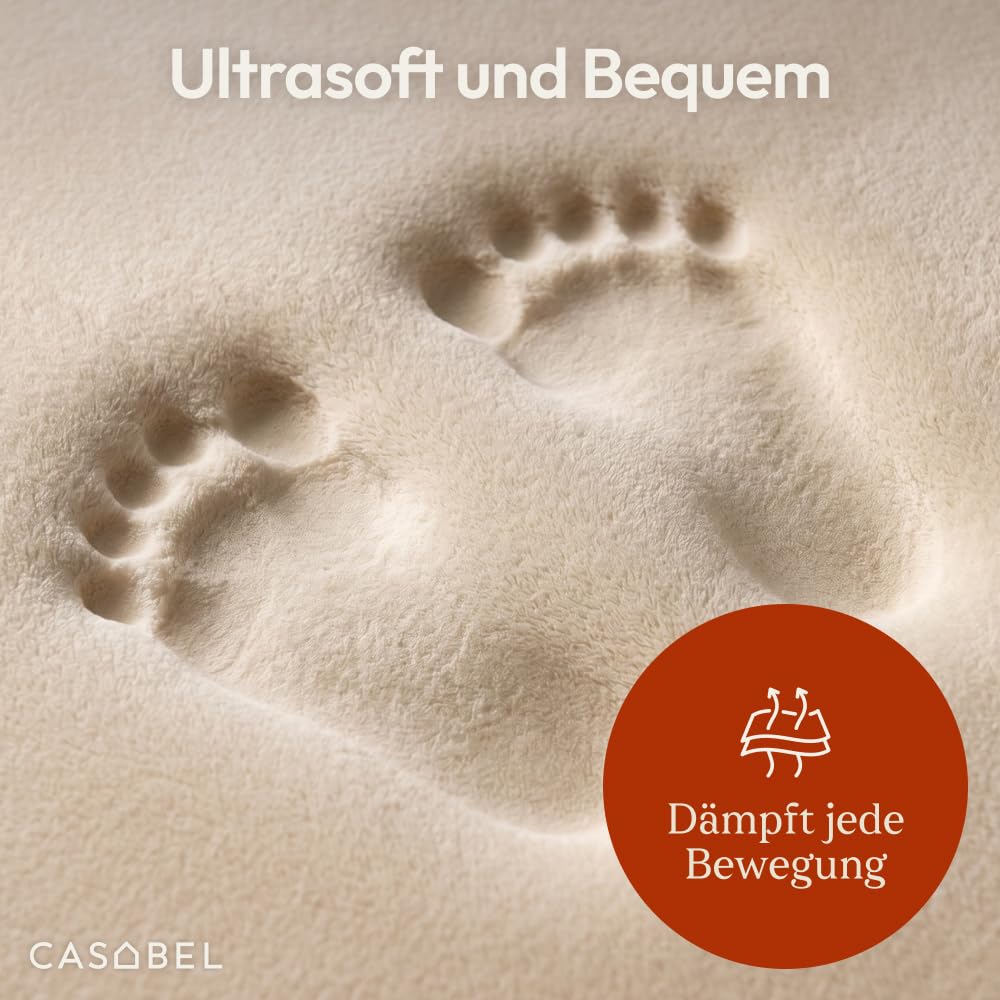 CASABEL Baby Spielmatte aus Samt in Cremeweiss 120×120 cm, Dick und weich, bequemer Schaumstoff, rut