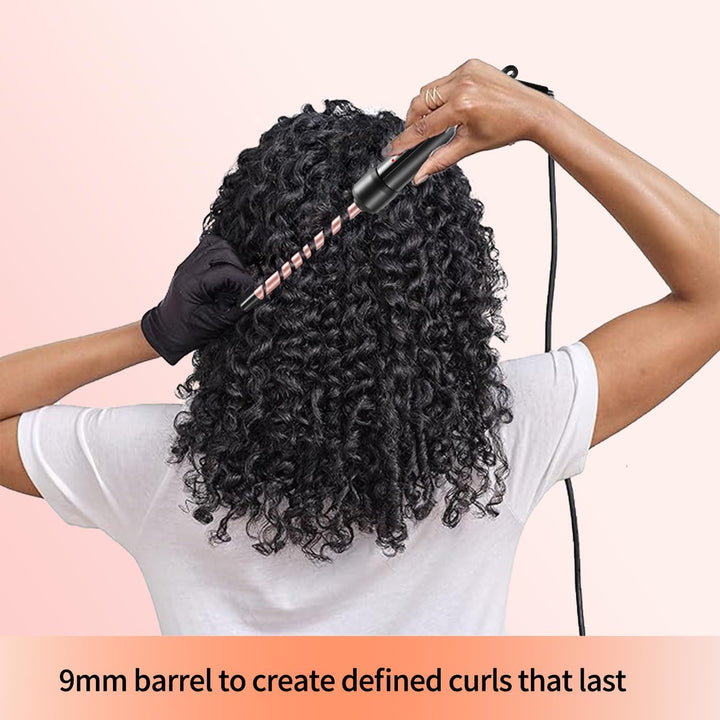 Lockenstab Kleine Locken, Haglater Mini Lockenstäbe 9mm, Dünner Lockenstab Dünn enge Locken, 2 Tempe