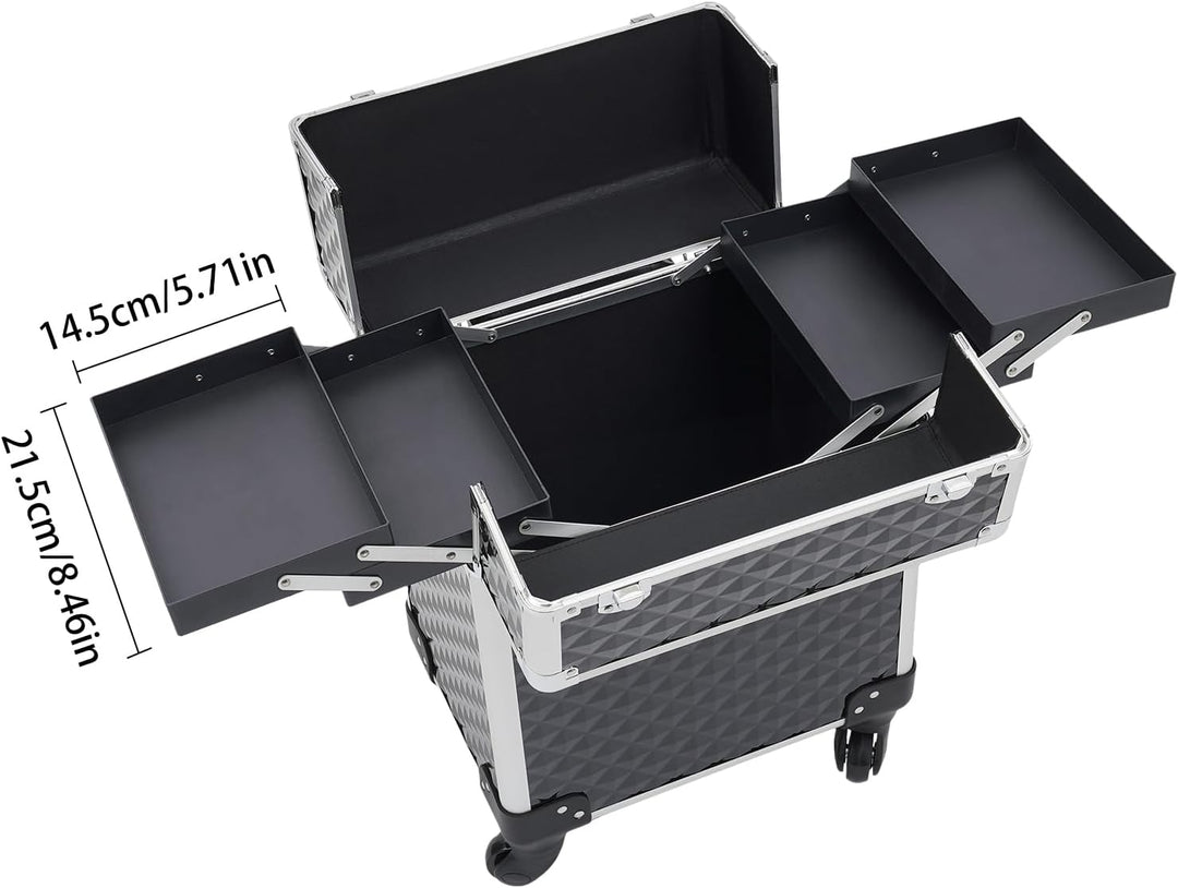 Schminkkoffer Kosmetikkoffer Trolley,Schminkkoffer mit 2 klappbare Fächer,Trolley - Aufbewahrungskof