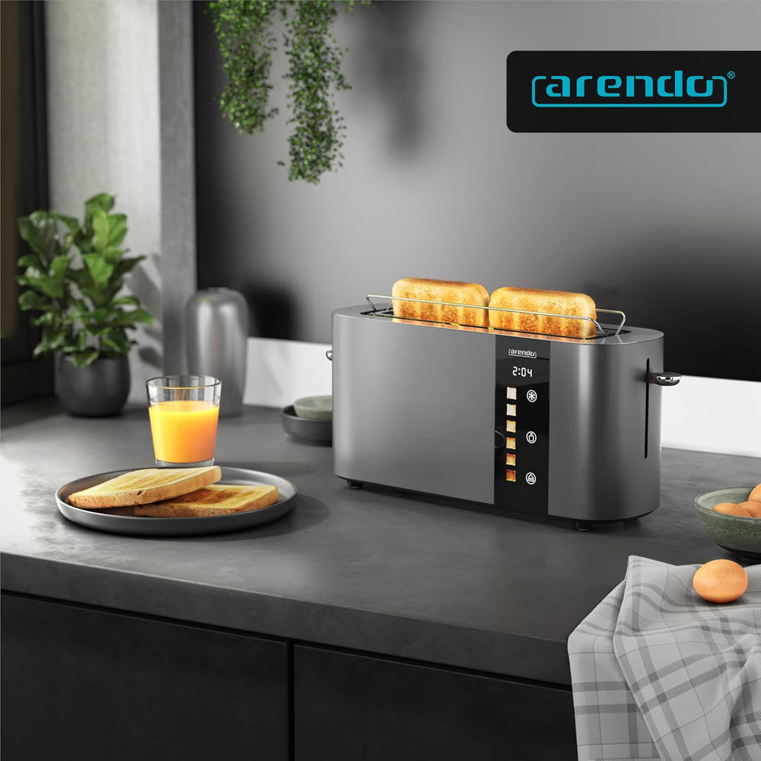 Arendo - Edelstahl Toaster 2 Scheiben Langschlitz - Touchscreen – Doppelwandgehäuse – Integrierter B