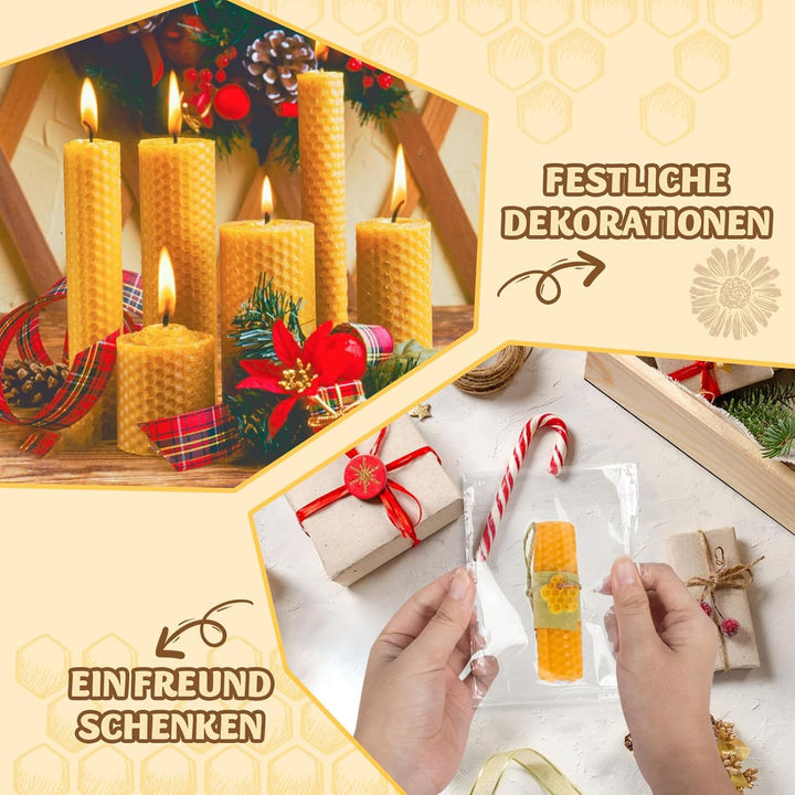 YOOHBERRYS Bienenwachsplatten für Kerzen, 24PCS Gelbe Bienenwachsplatten, Wachsplatten für Kerzen mi