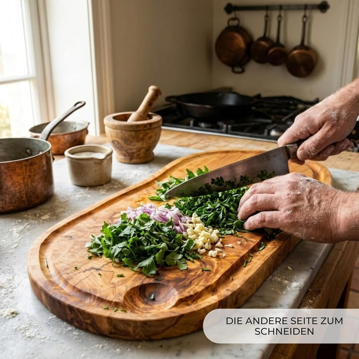 Erreke Schneidebrett aus natürlichem Olivenholz, zum Schneiden in der Küche, zum Servieren, Hacken,