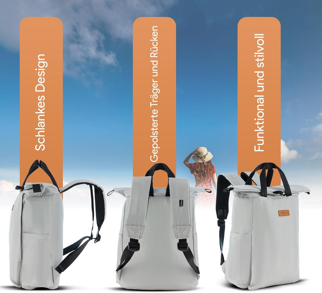 RANZN Rucksack Damen u. Herren | Schlicht und Durchdacht | für Uni Reisen Freizeit Arbeit | mit Lapt