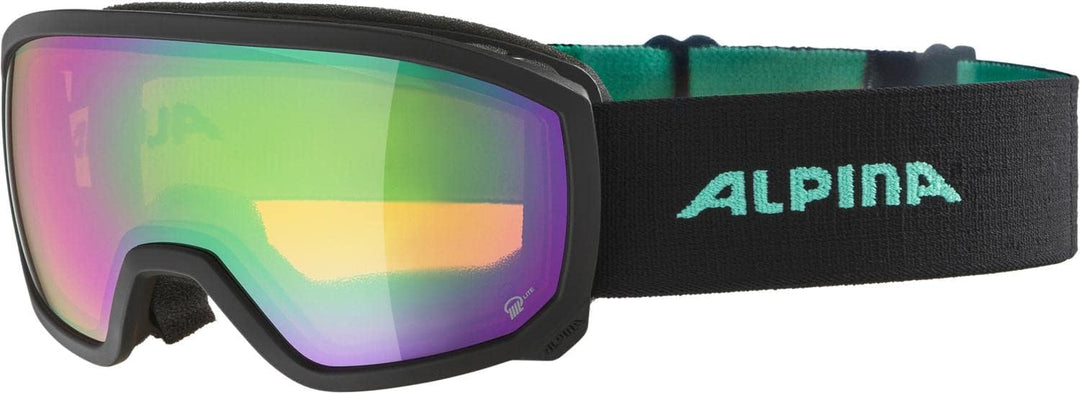 ALPINA Unisex Kinder Scarabeo Jr. Q-lite Skibrille (1er Pack) Kids black-aqua matt, Kids black-aqua