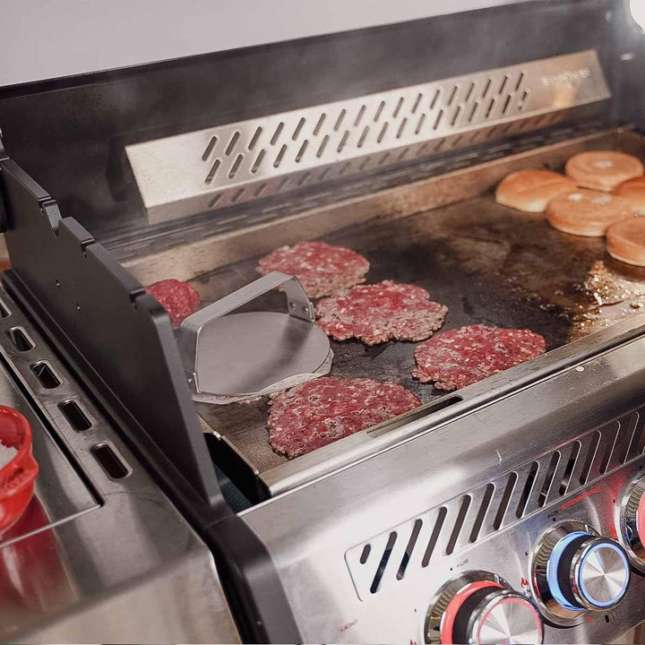 SANTOS Burger Smasher aus Edelstahl – Fleischpresse für Smashed Burger, knusprigen Bacon, goldbraune