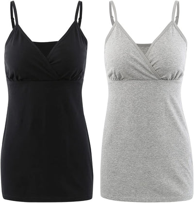 COLOMI Still-Tanktops für Mutterschaft Unterhemden für Schwangere BH zum Stillen Basic Camisole M Bl