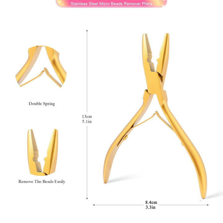 FOSHIO Haarverlaengerung Werkzeug Microring Extensions Set mit 200 Schwarz Microringe 2 Stück Micror